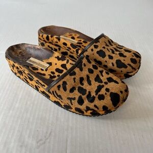 Naked Feet Sz 7‎ Leopard Mules Cheetah Cowhide Clogs Hide Fur